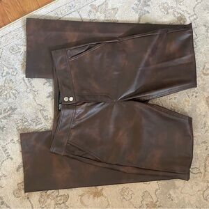 Zara Brown Faux Worn Leather Pants